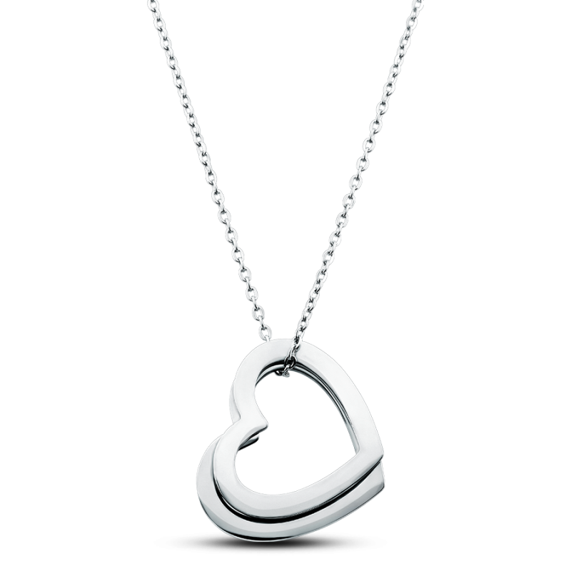 Gepersonaliseerde 2-Hart Ketting - Silver - 60