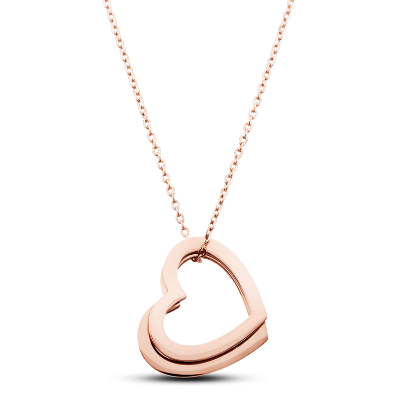 Gepersonaliseerde 2-Hart Ketting - Rosegold - 61