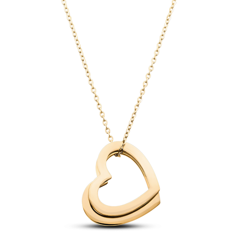 Gepersonaliseerde 2-Hart Ketting - Gold - 62