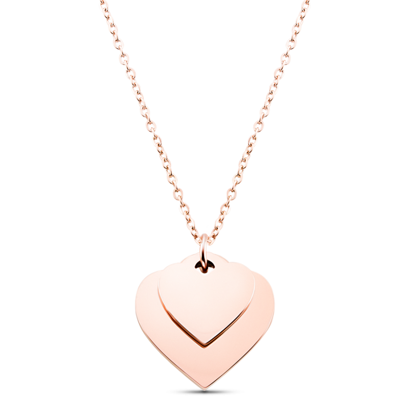 Gepersonaliseerde 2-Hart Liefde Ketting - Rosegold - 61