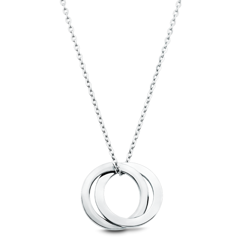 Gepersonaliseerde Eeuwigheid Ketting met 2 Ringen - Silver - 60