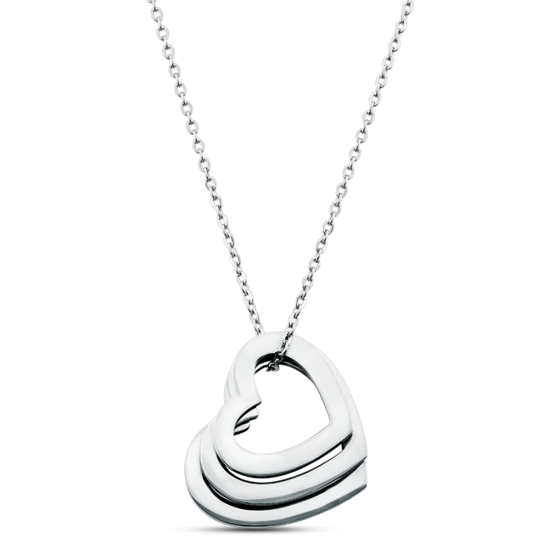 Gepersonaliseerde 3-Hart Ketting - Silver - 60