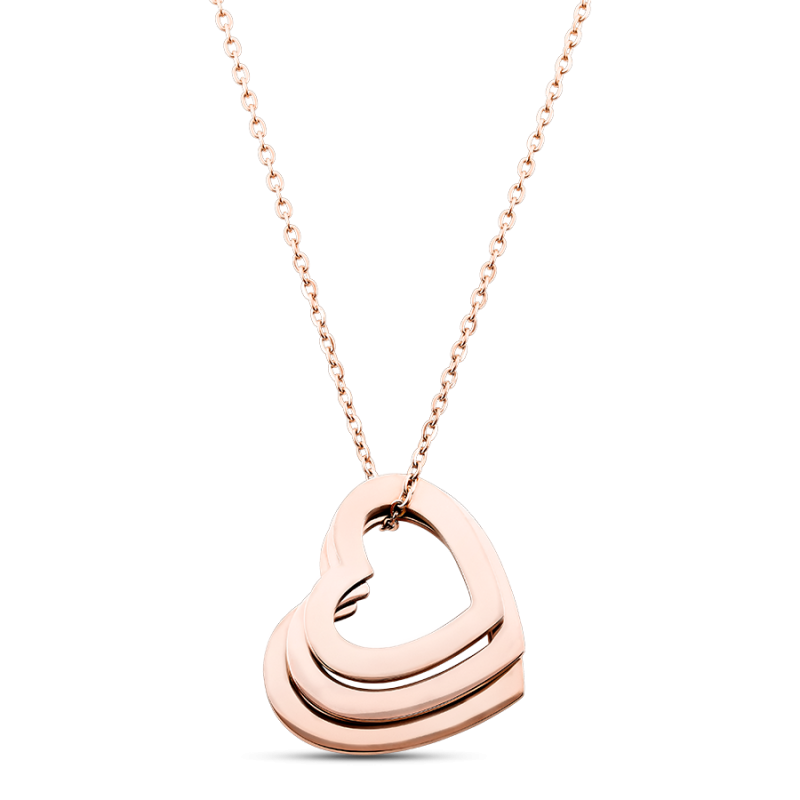 Gepersonaliseerde 3-Hart Ketting - Rosegold - 61