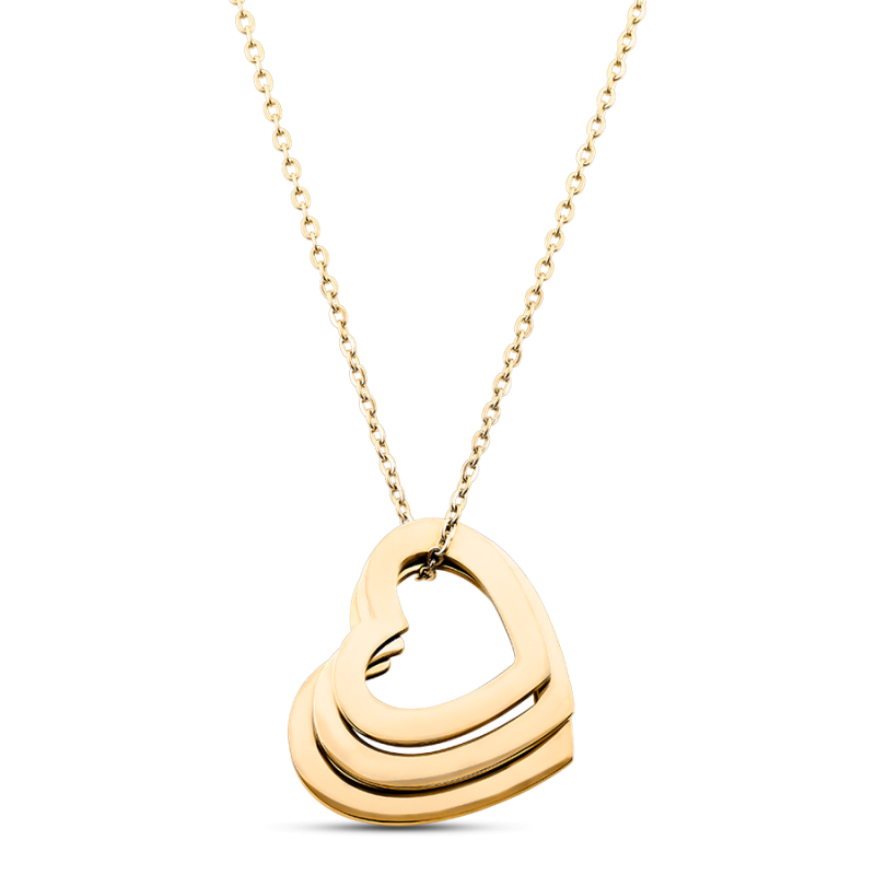 Gepersonaliseerde 3-Hart Ketting - Gold - 62