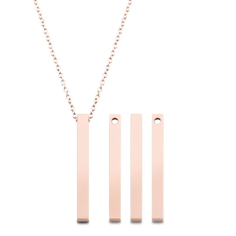 Gepersonaliseerde 4-Kanten Ketting - Rosegold - 61