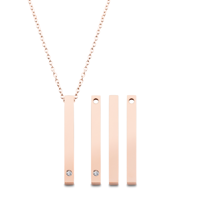 Gepersonaliseerde 4-Kanten Ketting met 2 Geboortestenen - Rosegold - 61