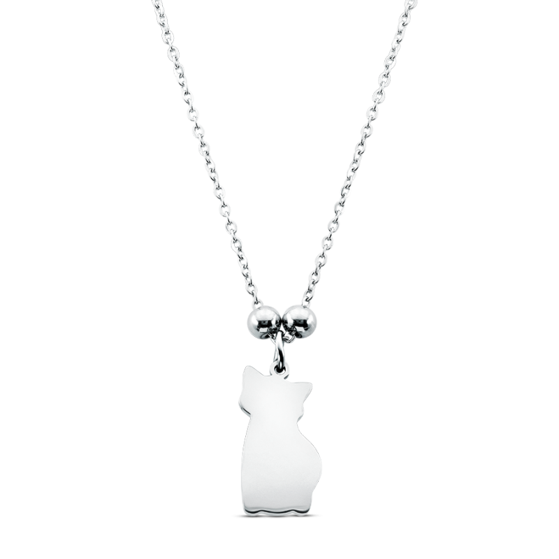 Gepersonaliseerde Kat Ketting - Silver - 60