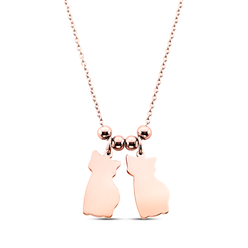 Gepersonaliseerde Meerdere Katten Ketting - Rosegold - 61