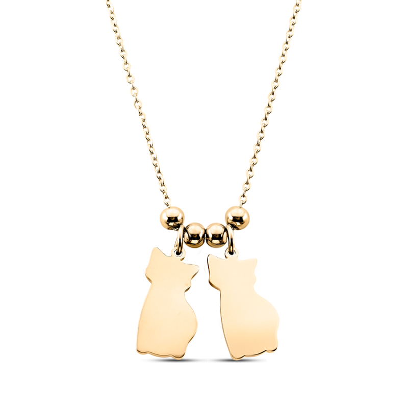 Gepersonaliseerde Meerdere Katten Ketting - Gold - 62