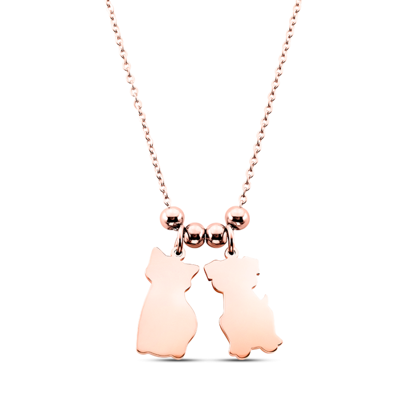 Gepersonaliseerde Kat & Hond Ketting - Rosegold - 61