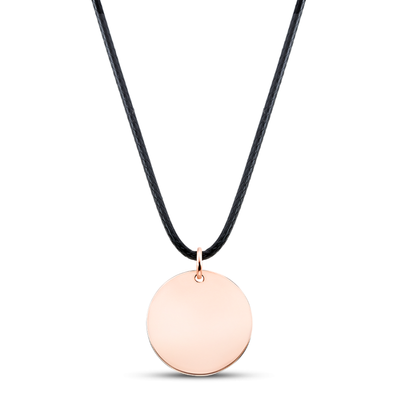 Gepersonaliseerde Cirkel Hanger met Zwarte Ketting - Rosegold - 61