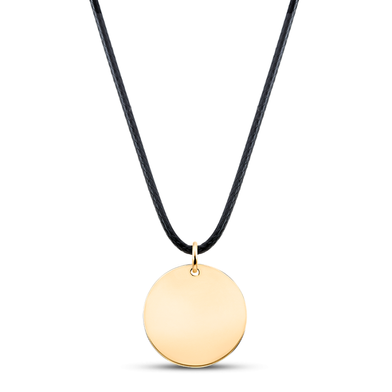 Gepersonaliseerde Cirkel Hanger met Zwarte Ketting - Gold - 62