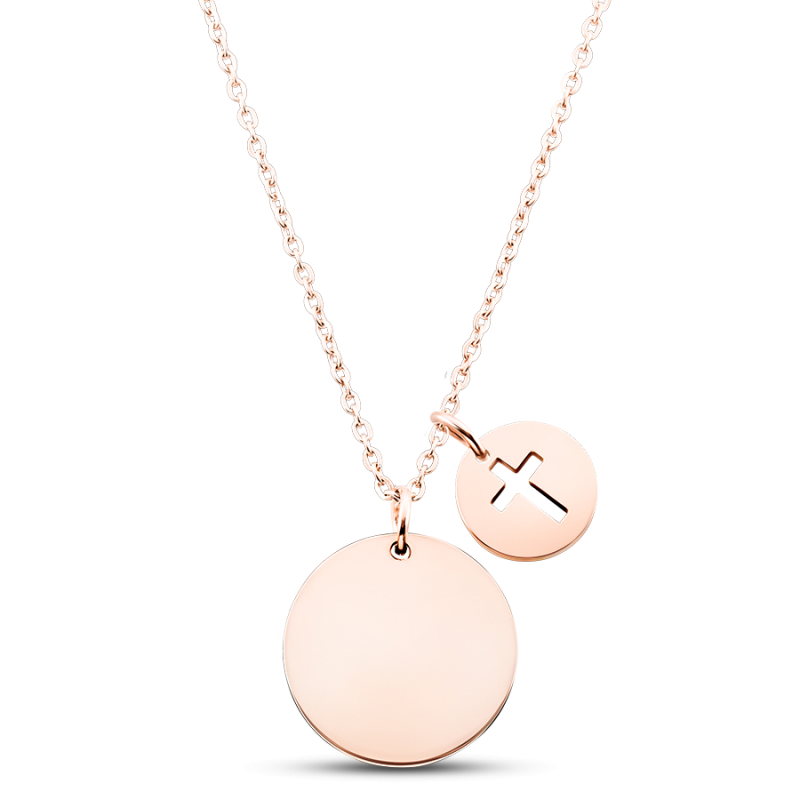 Gepersonaliseerde Kruis Ketting - Rosegold - 61