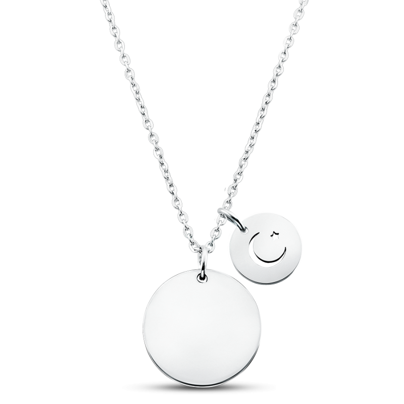 Gepersonaliseerde Halve Maan en Ster Ketting - Silver - 60