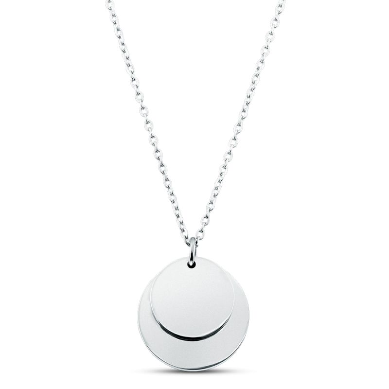 Gepersonaliseerde Dubbele Cirkels Ketting - Silver - 60