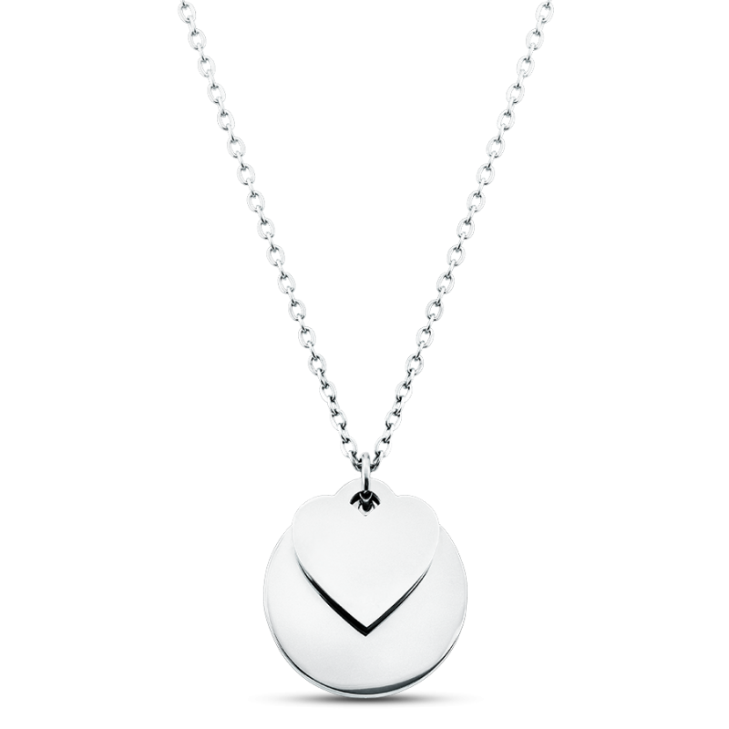 Gepersonaliseerde Cirkel en Hart Ketting - Silver - 60