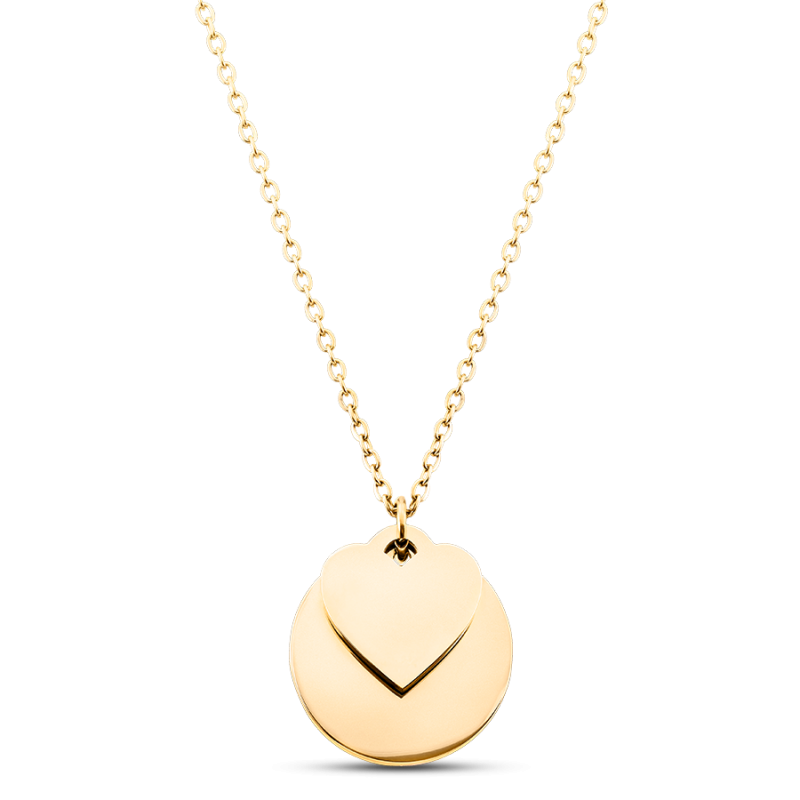 Gepersonaliseerde Cirkel en Hart Ketting - Gold - 62