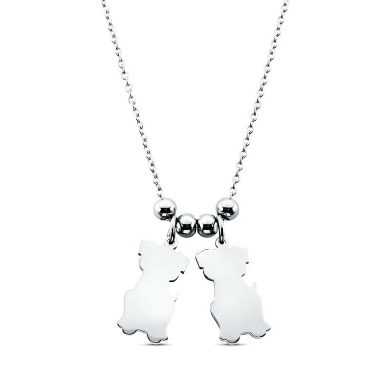 Gepersonaliseerde Meerdere Honden Ketting - Silver - 60