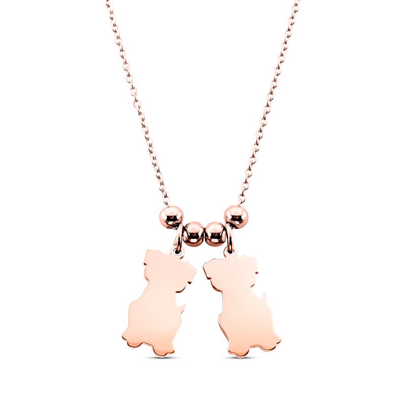 Gepersonaliseerde Meerdere Honden Ketting - Rosegold - 61