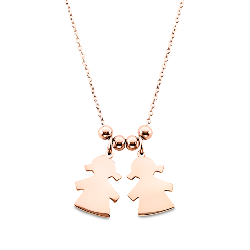 Gepersonaliseerde Meerde Dochters Ketting - Rosegold - 61