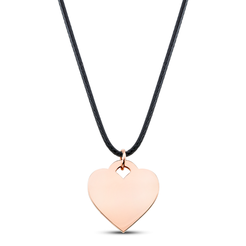 Hart hanger met Zwarte Ketting - Rosegold - 61