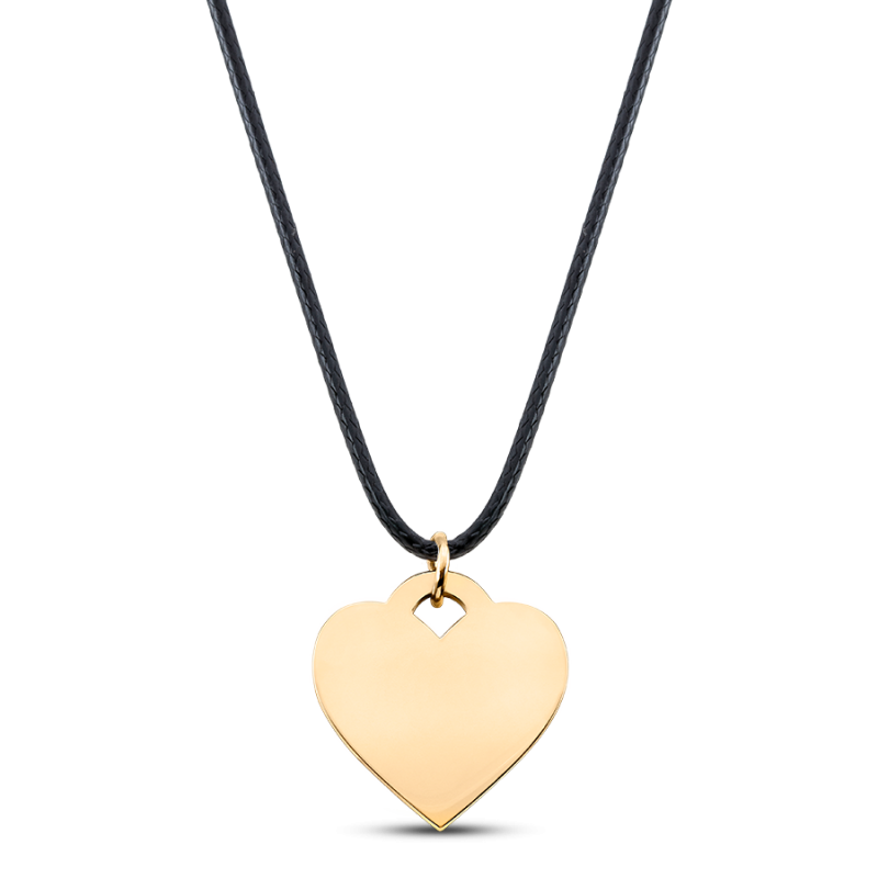 Hart hanger met Zwarte Ketting - Gold - 62