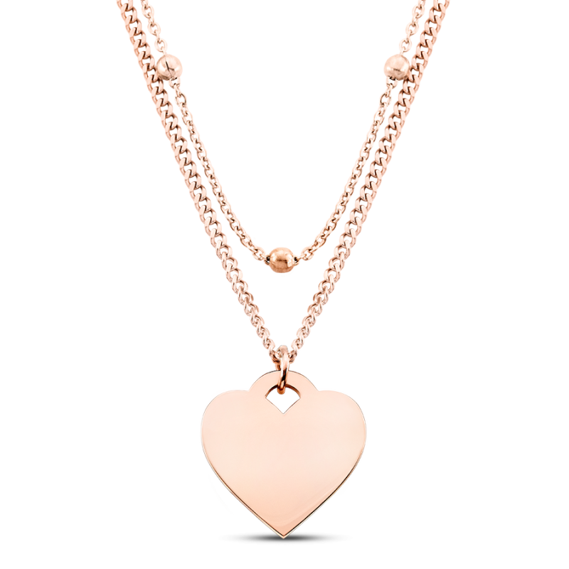 Hart hanger met Gelaagde Ketting - Rosegold - 61