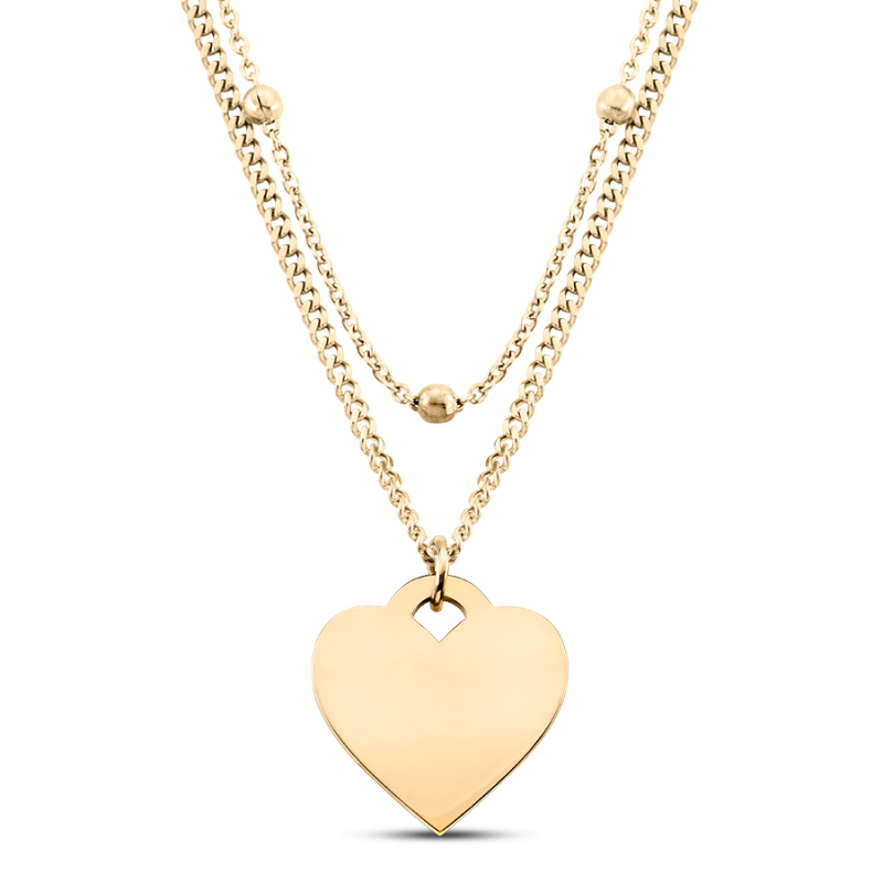 Hart hanger met Gelaagde Ketting - Gold - 62