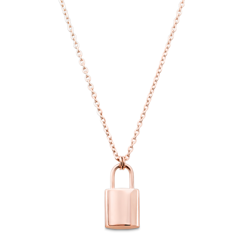 Gepersonaliseerde Hangslot Ketting - Rosegold - 61