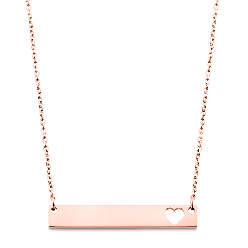 Gepersonaliseerde Plaat met Hartje Ketting - Rosegold - 61