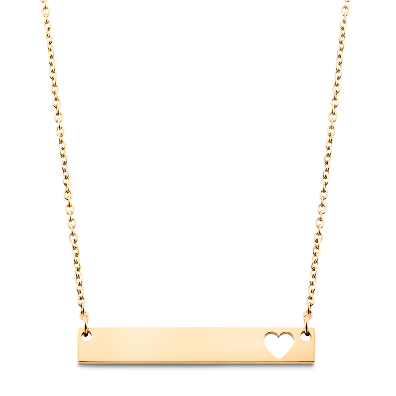 Gepersonaliseerde Plaat met Hartje Ketting - Gold - 62