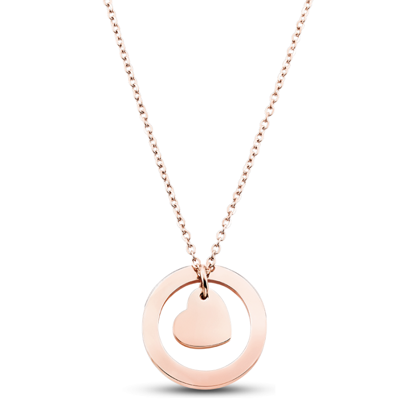 Gepersonaliseerde Bungelend Hart Ketting - Rosegold - 61