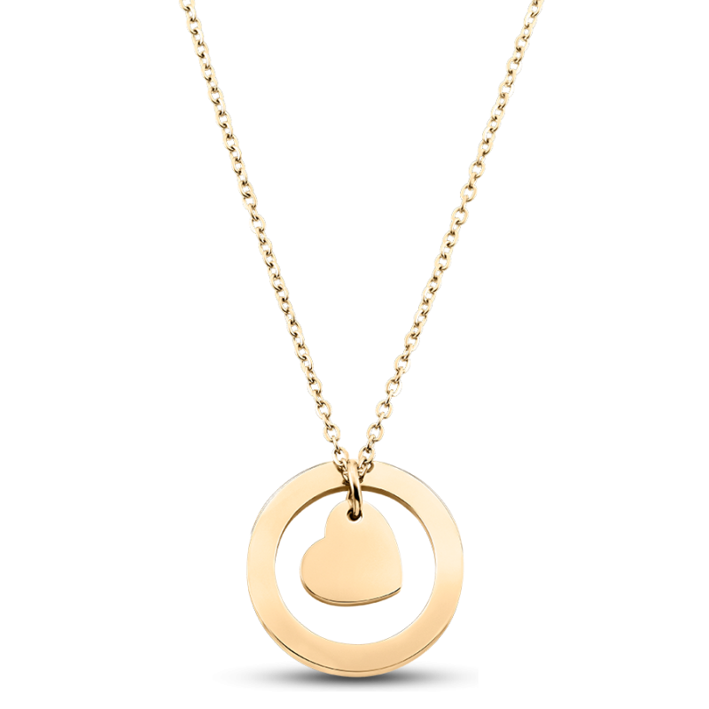 Gepersonaliseerde Bungelend Hart Ketting - Gold - 62