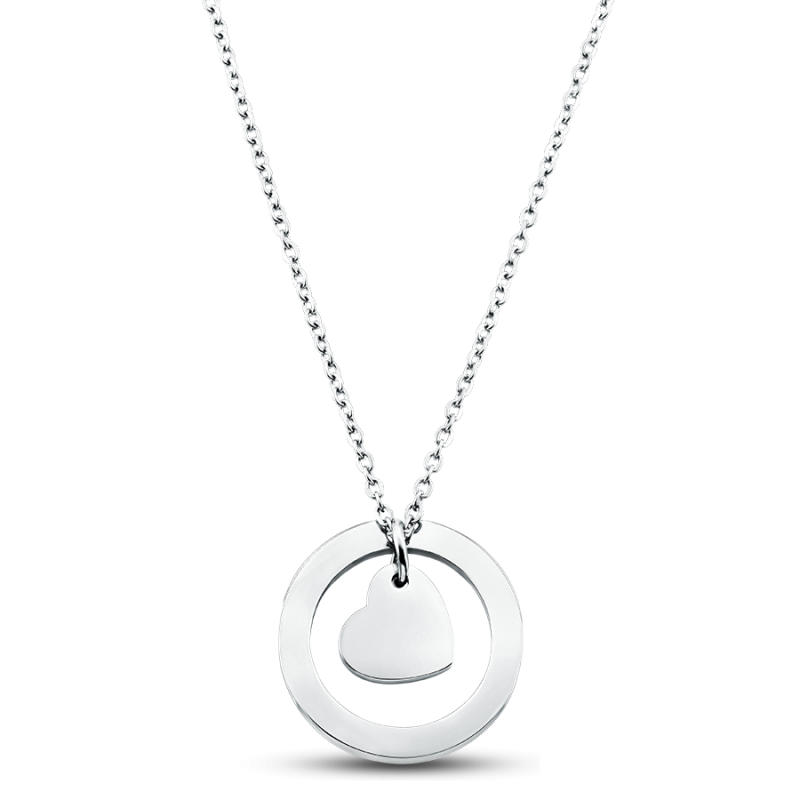 Gepersonaliseerde Bungelend Hart Ketting - Silver - 60