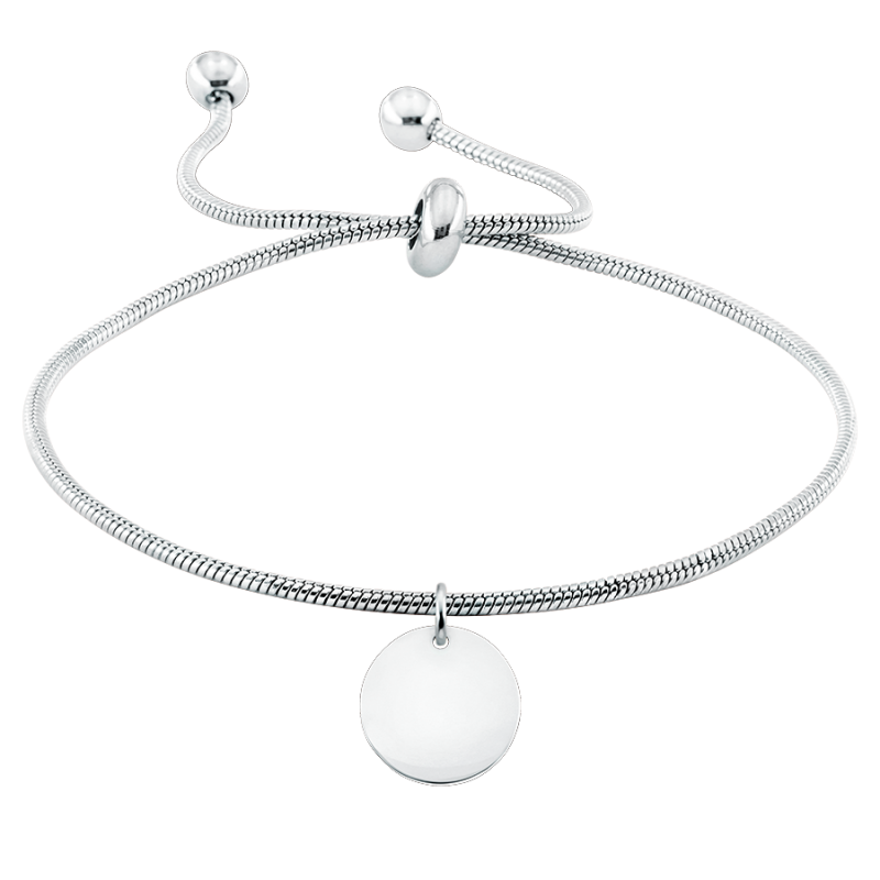 Gepersonaliseerde Cirkel hangertje met verstelbare Armband - Silver - 60