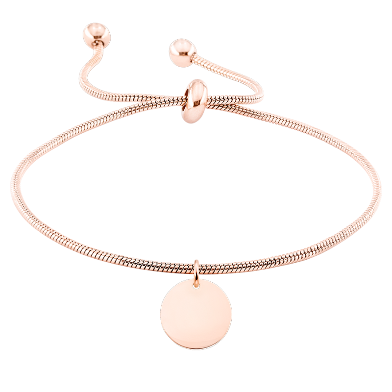 Gepersonaliseerde Cirkel hangertje met verstelbare Armband - Rosegold - 61