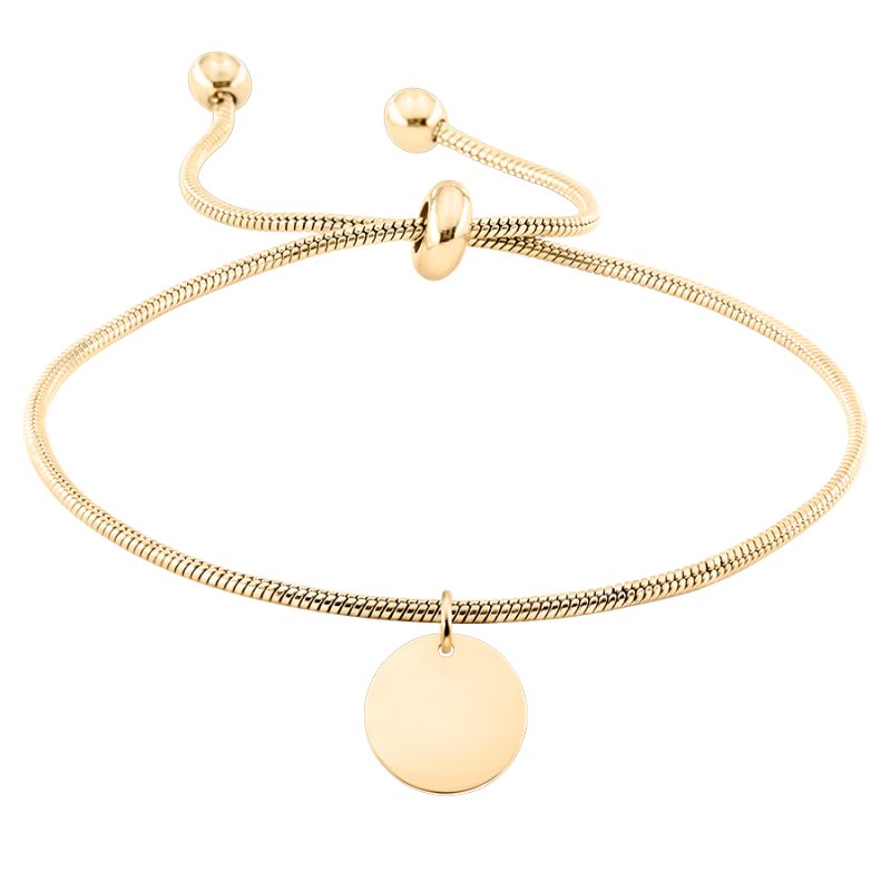 Gepersonaliseerde Cirkel hangertje met verstelbare Armband - Gold - 62