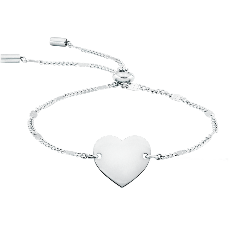 Gepersonaliseerd Hart met Verstelbare Armband - Silver - 60