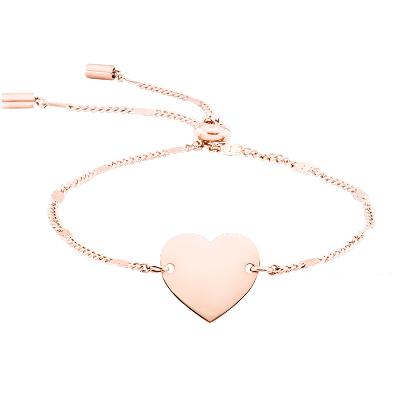 Gepersonaliseerd Hart met Verstelbare Armband - Rosegold - 61