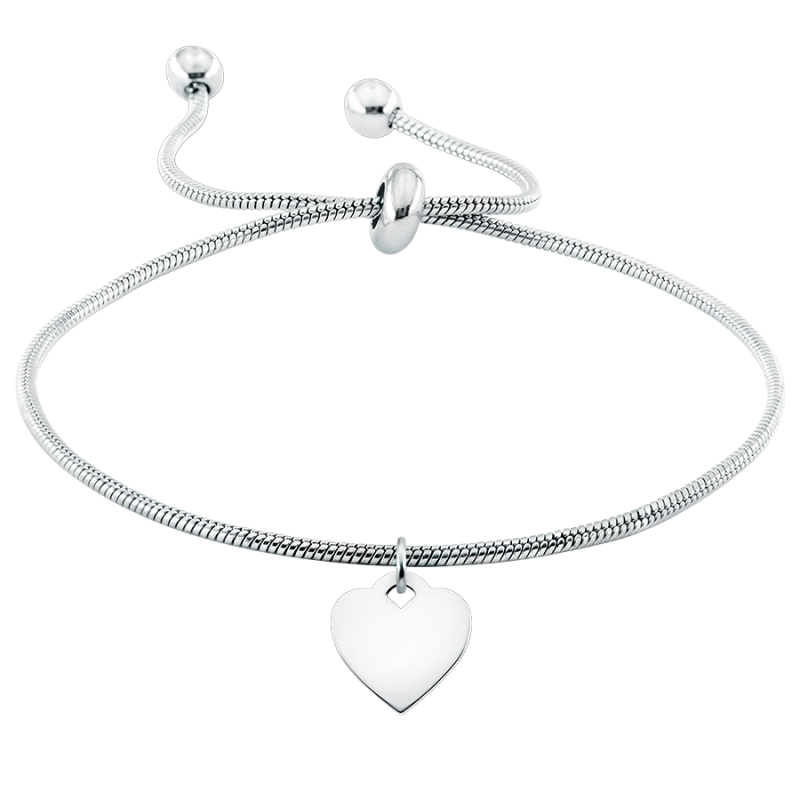 Gepersonaliseerd Hart hangertje met Verstelbare Armband - Silver - 60