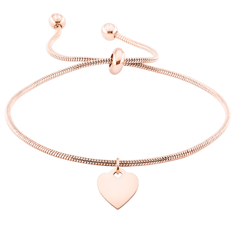 Gepersonaliseerd Hart hangertje met Verstelbare Armband - Rosegold - 61