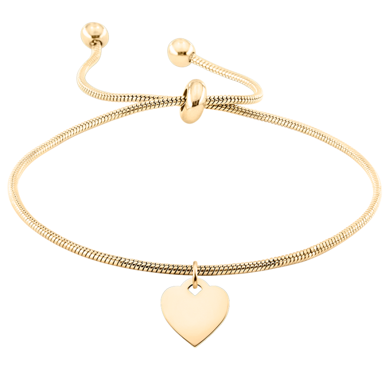 Gepersonaliseerd Hart hangertje met Verstelbare Armband - Gold - 62