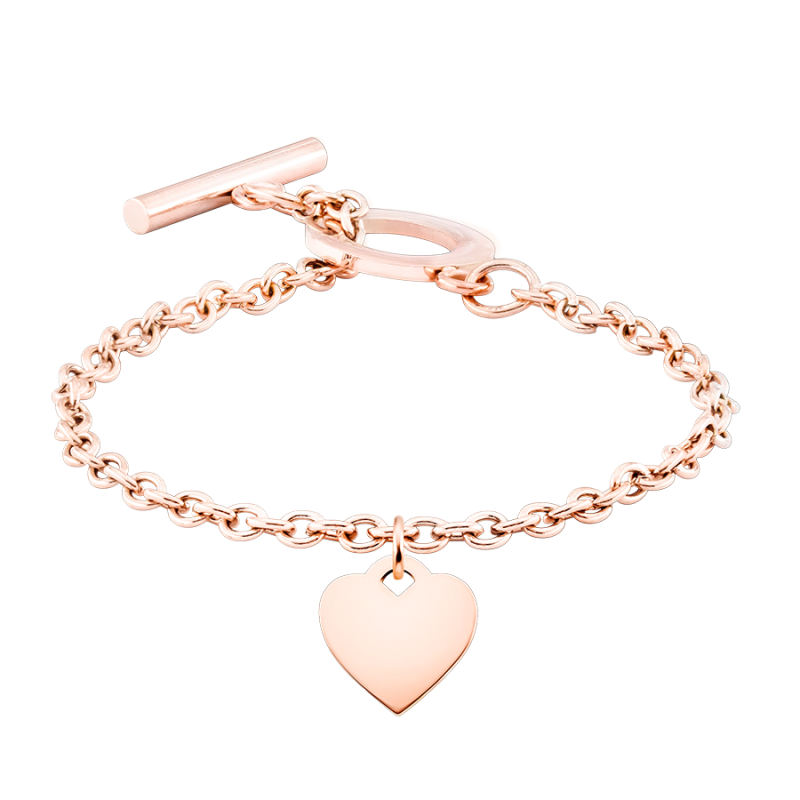 Gepersonaliseerde Luxe Hart Armband - Rosegold - 61