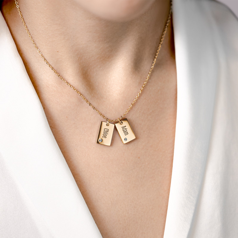 Gepersonaliseerde Naam Ketting met Kristallen - Gold - 62