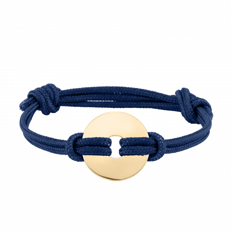 Gepersonaliseerde Disk Armband met Koord in het Blauw - Gold - 62