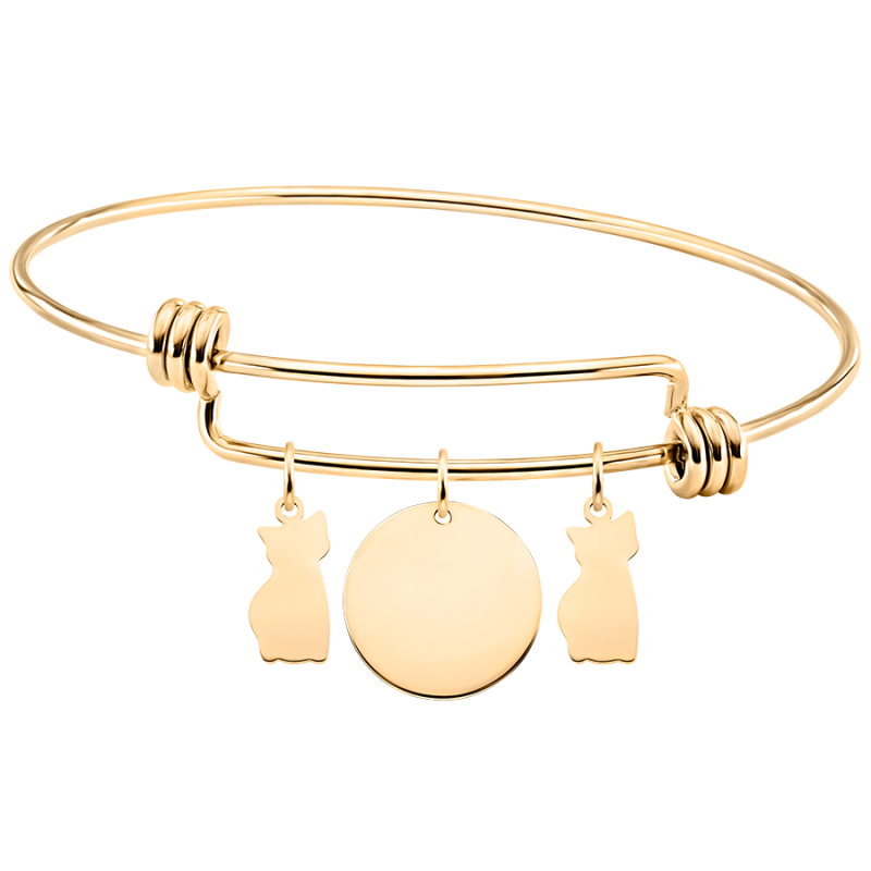 Gepersonaliseerde Meerdere Katten Bedelarmband - Gold - 62