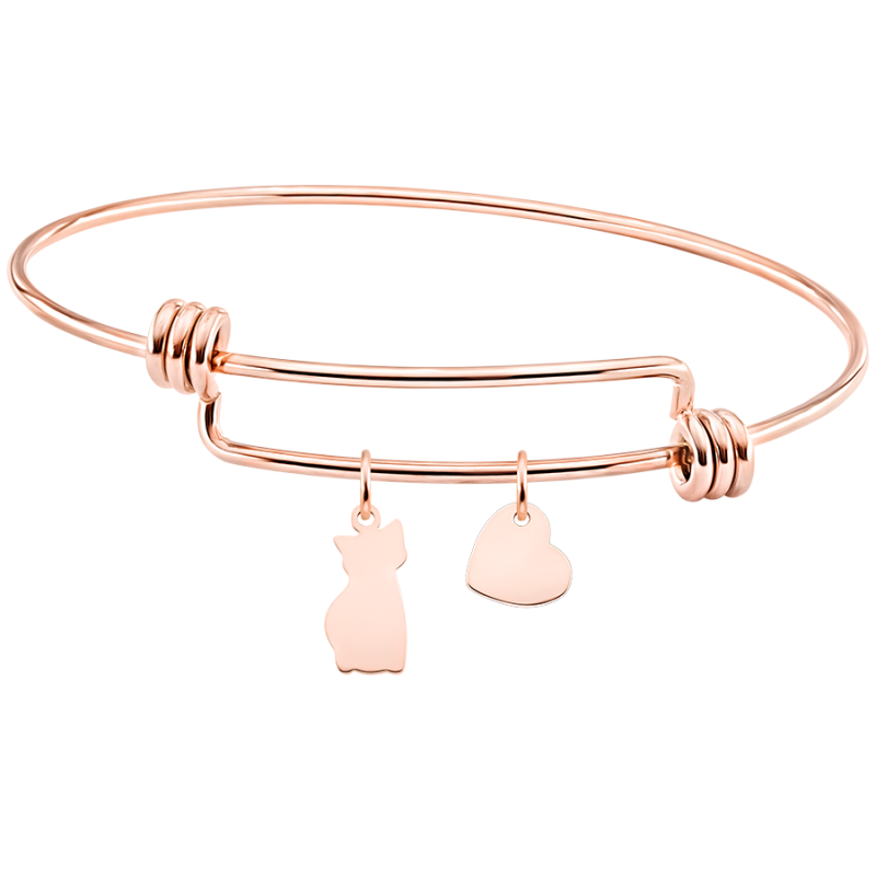 Gepersonaliseerde Katten Bedelarmband - Rosegold - 61