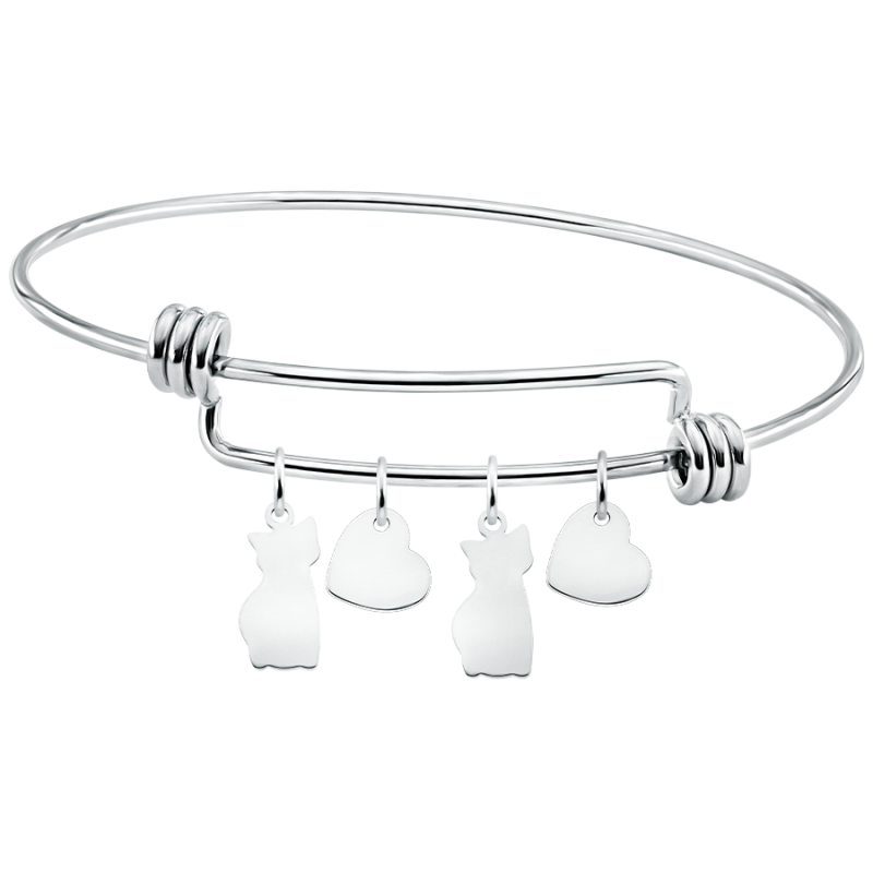 Gepersonaliseerde Meerdere Katten Liefde Bedelarmband - Silver - 60