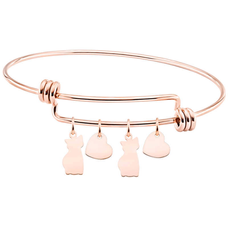 Gepersonaliseerde Meerdere Katten Liefde Bedelarmband - Rosegold - 61