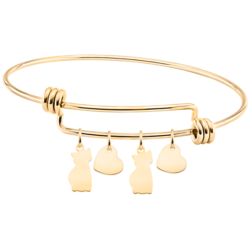 Gepersonaliseerde Meerdere Katten Liefde Bedelarmband - Gold - 62